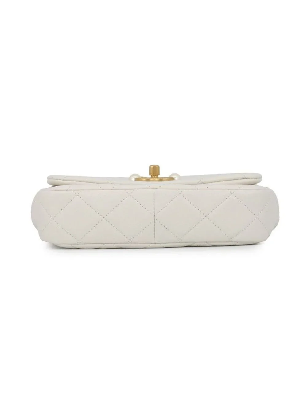 Chanel Chain Shoulder Bag Quilted CC Logo Lambskin White